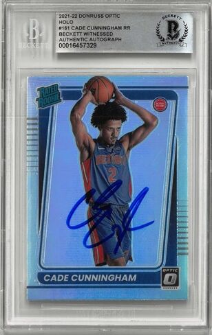CADE Cunningham موقعة 2021/22 بطاقة Donruss Optic Holo الصاعد - كرة السلة بطاقات الصاعد الموقعة in Saudi Arabia
