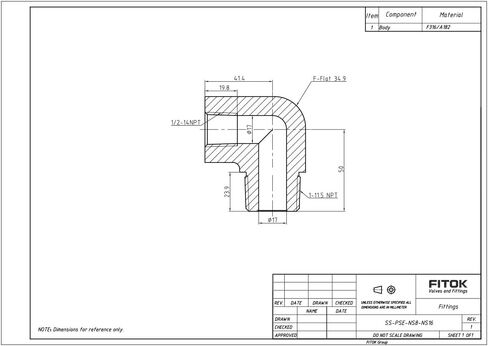316 Stainless Steel 90 Degree Street Elbow 1/16'' Female NPT × 1/16'' Male NPT, 9200 psi, SS-PSE-NS1 in Kuwait