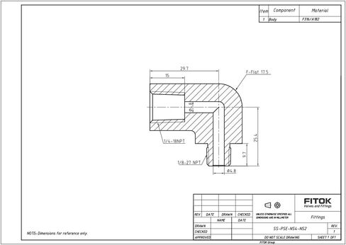 316 Stainless Steel 90 Degree Street Elbow 1/16'' Female NPT × 1/16'' Male NPT, 9200 psi, SS-PSE-NS1 in Kuwait