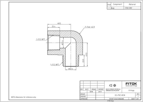 316 Stainless Steel 90 Degree Street Elbow 1/16'' Female NPT × 1/16'' Male NPT, 9200 psi, SS-PSE-NS1 in Kuwait