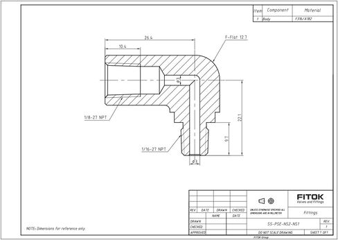 316 Stainless Steel 90 Degree Street Elbow 1/16'' Female NPT × 1/16'' Male NPT, 9200 psi, SS-PSE-NS1 in Kuwait