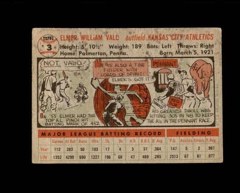 وقع Elmer Valo عام 1956 Topps Kansas City Athletics in Saudi Arabia