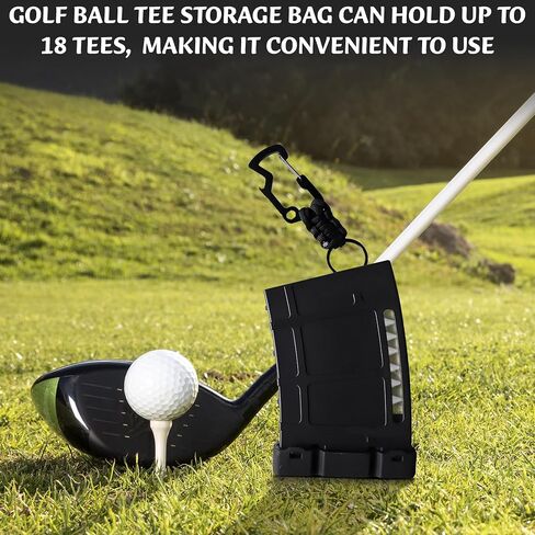Teemags Golf Tee Holder – Black Clip-On Tee Caddy for Belt or Bag | Holds Up to 18 Tees | Durable & Lightweight Golf Accessory Made in The USA in Saudi Arabia