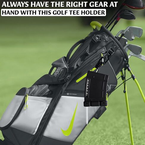 Teemags Golf Tee Holder – Black Clip-On Tee Caddy for Belt or Bag | Holds Up to 18 Tees | Durable & Lightweight Golf Accessory Made in The USA in Saudi Arabia
