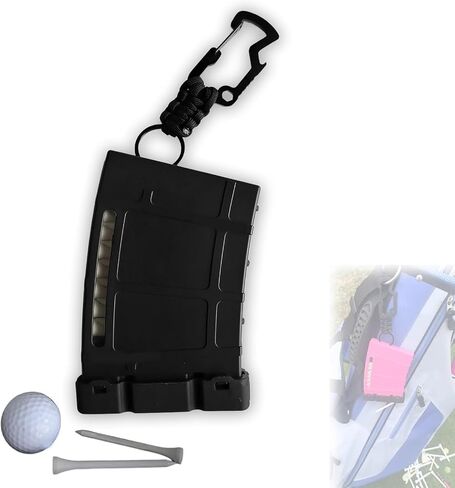 Teemags Golf Tee Holder – Black Clip-On Tee Caddy for Belt or Bag | Holds Up to 18 Tees | Durable & Lightweight Golf Accessory Made in The USA in Saudi Arabia
