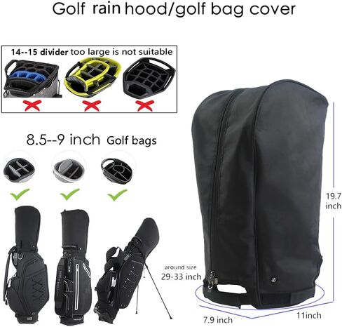 Boyea & Skulleap Golf Bag Cover غطاء المطر/غطاء محرك السيارة مع 4 أزرار نشطة تناسب أكثر من 8.5-9 بوصة من حقيبة الجولف مواد متينة مقاومة للماء سهلة الوصول in Saudi Arabia