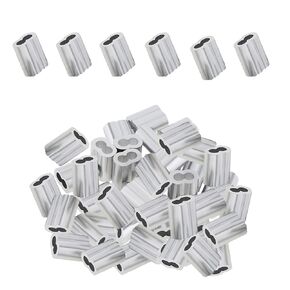 60PCS 3/16" Aluminum Crimping Loop Sleeves, M5 Wire Rope Sleeve Crimp Ferrules for Stainless Steel Cable Fittings