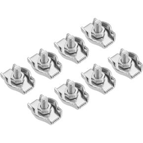 PATIKIL 1/16" / 1.5 mm Simplex Bolt Wire Rope Clip, 8Pcs M2 304 Stainless Steel Simplex Single Bolt Cable Clamp for Rigging Railing, Silver Tone