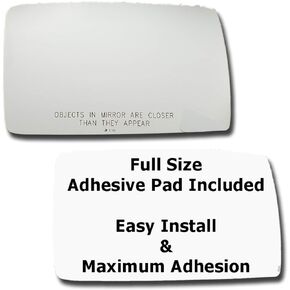 Mirror Glass + Full Size Adhesive Pad for 2006-2010 Hummer H3 Passenger Side Replacement (2006 2007 2008 2009 2010 06 07 08 09 10)