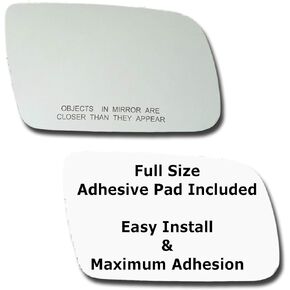 Mirror Glass + Full Size Adhesive Pad for 2005-2007 Ford Freestyle Passenger Side Replacement (2006 05 06 07)