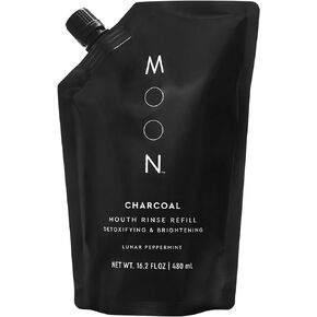 MOON Charcoal Mouth Rinse, Mouthwash for Adults, Freshens Breath and Detoxifies, Fluoride-Free, Alcohol-Free, Lunar Peppermint Flavor, 16 oz