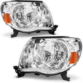 for 05-11 Tacoma Headlights Assembly Compatible with 2005 2006 2007 2008 2009 2010 2011 Toyota Tacoma Pickup Truck Chrome Housing Amber Reflector Replacement Driver and Passenger Side