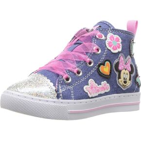 Disney Junior Little Girl's Minnie Mouse Denim High Top Sneakers Shoes in Kuwait