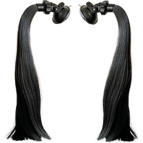 Pigtails for Helmets Works on Matte Helmets Hair Decoration for Motorcycle Bike Bicycle 2PCS 14inch (Helmet not Included)(Black)