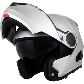 Milwaukee Helmets H7010 Flat Gray 'MayDay' Modular Motorcycle Helmet w/ Intercom - Built-in Speaker and Microphone for Men / Women