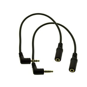 2Pack 10inch TRRS 4-Pole 3.5mm Male Right Angle to 3.5mm Female Audio Cable