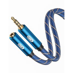 EMK® TRRS 3.5mm Audio Cable Nylon Braided 4-Pole Male to Male Hi-Fi Stereo AUX Cord Compatible with Smartphones, Tablets, Car Home Stereos, Headphones, Speaker (9.8ft/3m)