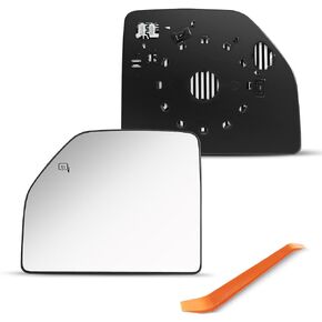 Upper Driver Side Mirror Glass for Ford F150 F250 F350 F450 F550-2015 2016 2017 2018 2019 2020, Left Side Heated Mirror Replacement, Tow Mirrors with Backing Plate