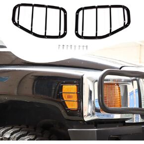 Turn Signal Light Grilles Fit for Hummer H3 2005-2009, Side Blinker Light Cover Guard, Car Side Marker Light Grill Protector Cover, Side Marker Light Covers Guard Trim(2PCS)