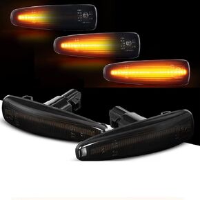 LED Side Marker Compatible with 2008-2017 Lancer/Evolution X, 2011-2021 Outlander Sport, 2014-2020 Mirage Front Blink w/Sequential Amber Turn Signal Smoke Lens