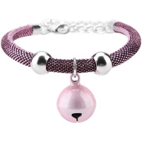 AYNEFY Cat Collars and Leads, Necklace Nylon Accessory Kitten Supply Cat Bell Collar Extension Chain Japanese Pets Cat Products Pet Supplies (Simple Powder)