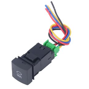 TS10 Fog Lamp Switch, IP67 Protection Wired Car Light Push Button Switch Panel ABS with LED Light for Camry Replacement