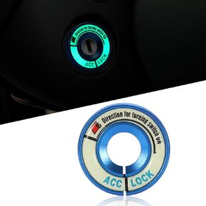 TOMALL Luminous Car Engine Start Button Cover Compatible with Audi A3 Q3 TT Push Start Stop Button Cover Trims Engine Ignition Ring Cover Trim Car Start Button Cap Interior Decoration (Blue)