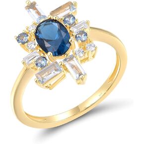 Santuzza 925 Sterling Silver Cluster Gemstone Statement Ring for Women