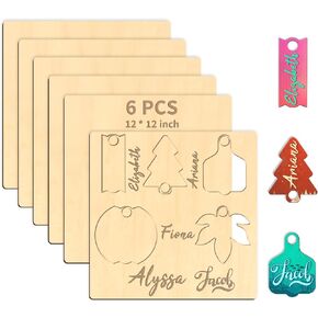 6 قطع من أوراق الخشب الرقائقي الفارغة للتسامي من أجل طباعة صور مخصصة مزدوجة الجوانب مصنوعة يدويًا، زخارف مقطوعة حسب الطلب، لوحات أسماء بهلوان القطع بالليزر، هدايا ديكور المنزل للعطلات 12 بوصة × 12 بوصة × 1/5 بوصة in Kuwait