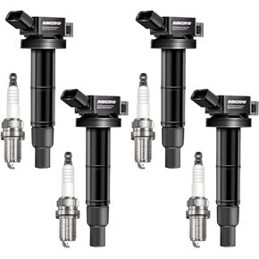 Set of 4 Ignition Coil Pack UF333&Iridium Spark Plugs 7092 BKR6EGP Compatible with Toyota Camry Corolla Highlander Matrix Rav4 Solara HS250h Scion tC xB Pontiac Vibe 2.4L L4 C1330 5C1299