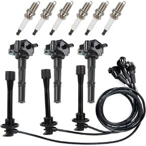 3PCS UF156 Ignition Coil Pack & 6PCS Iridium Spark Plug & 3PCS Spark Plug Wires Set Compatible with Toyota 4Runner T100 Tacoma Tundra 1995-2004 3.4L