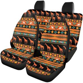 Colorful Hippie Daisy Flower Pattern 4 Pieces Car Seat Covers Full Set with Front Seat Covers and Backrest Bench Covers Protector,Auto Interior Decor