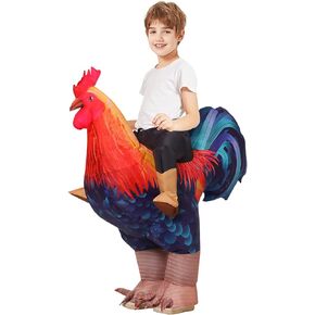 COMIN Inflatable Chicken Costume Kids Rooster Suit Funny Cosplay Halloween Costume for Boys Girls Birthday Christmas Supplies