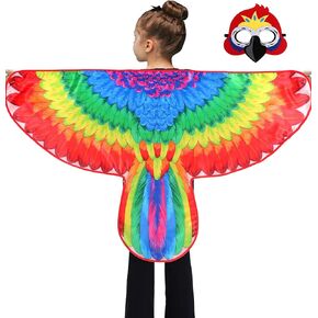 D.Q.Z Bird-Wings-Parrot-Costume for Kids with Mask, Bithday Gifts for Boys Girls Owl Eagle Role Play Animal Party