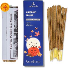 Pumpkin Spice Incense Sticks - (80 Insenses) Charcoal Free, Made from Upcycled Flowers | Fall Incense Sticks with Fruity-Spicy Aroma, Create Spooky Pagan Decor with These Halloween Incense