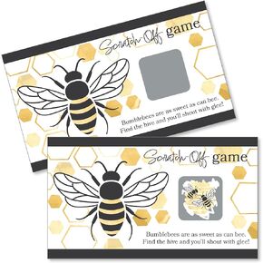 Big Dot of Happiness Little Bumblebee - Bee Baby Shower or Birthday Party Game Scratch Off Cards - 22 Count