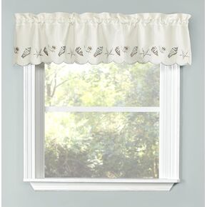 Renaissance Home Fashion Collections Etc Seashells Embroidered Valance, 58" X 12", Sea Mist