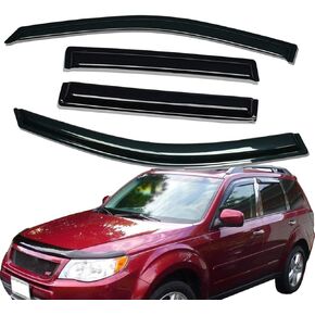 Lightronic WV94089 Outside-Mount Side Window Visor Deflector Rain Guard, Dark Smoke, 4-Pieces Set, Fits 2009-2013 Subaru Forester