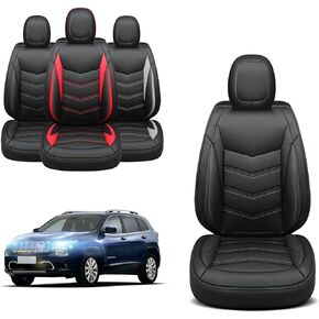 LUCKYMAN CLUB 2014 2015 2016 2017 2018 2019 2020 2021 2022 2023 Cherokee Custom Car Accessories Seat Covers Cushions X08-ZYG, with Waterproof Faux Leather (Black&Red Full Set)