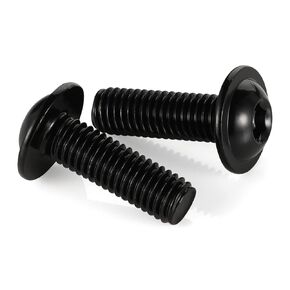 M6 x 20mm Flanged Button Head Socket Cap Screws, Black Oxide, Full Thread, Allen Socket Drive, 304 Stainless Steel, 25 PCS