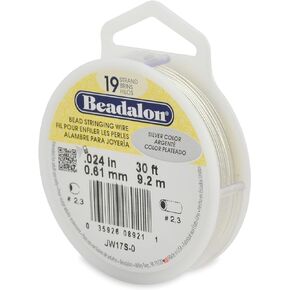 Beadalon 19-Strand 0.024" (0.61 mm) 30 ft (9.1 m) Silver Color Bead Stringing Wire