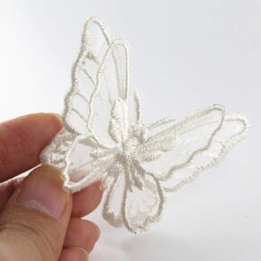 10pcs Embroidery Butterfly Sew Iron On Patch Badge Wedding Bridal Dress Embroidered Applique Sewing Craft DIY (Black, 1.96 x 1.96inch)