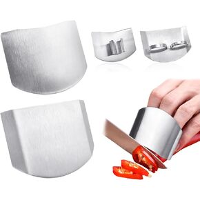 2pcs Stainless Steel Finger Guards for Cutting, Kitchen Finger Hand Protector for Meat Cutting Vegetable Fruit Slicing (2 Styles)