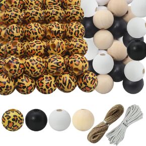 8mm 1400pcs Black Painted Wooden Beads Round Space Bracelet Beads for Keychain Making, DIY Craft, Farmhouse Making, Home & Party Decoration,Jewelry Making ZH156