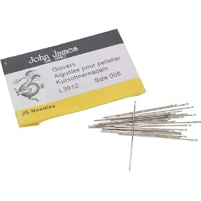 John James Glovers Needles, Size #10, 32.5mm in Length and 0.53mm in Diameter, Pack of 25, Triangular Point, Ideal to Pass Through Tougher Materials Such as Leather, Suede, Vinyl and Soft Plastics