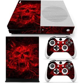 Protective Vinyl Skin Sticker for Microsoft Xbox One S Slim Red Skull