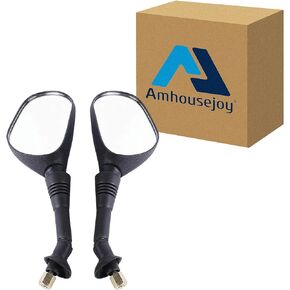 Amhousejoy One Pair 8mm Black Rearview Mirrors Motorcycle Mirrors Motorbike Scooter Rear View Side Mirrors Fit for Yamaha Fit for Honda Fit for Suzuki Fit for Kawasaki
