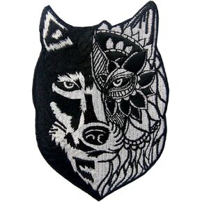 ZEGINs Sunflower Tribal Wolf Applique Embroidered Badge Iron On Sew On Patch