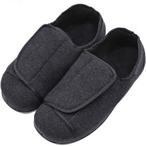 MEJORMEN Men's Diabetic Slippers Adjustable Touch Close Strap House Shoes Orthopedic Soft Comfortable Wide Width Footwear Relief for Wide Swollen Feet Edema Arthritis Elderly Men Dad Husband