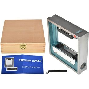 6 x 6 Inch Precision Frame Spirit Level, Accuracy 0.0002 Inch with Wooden Box